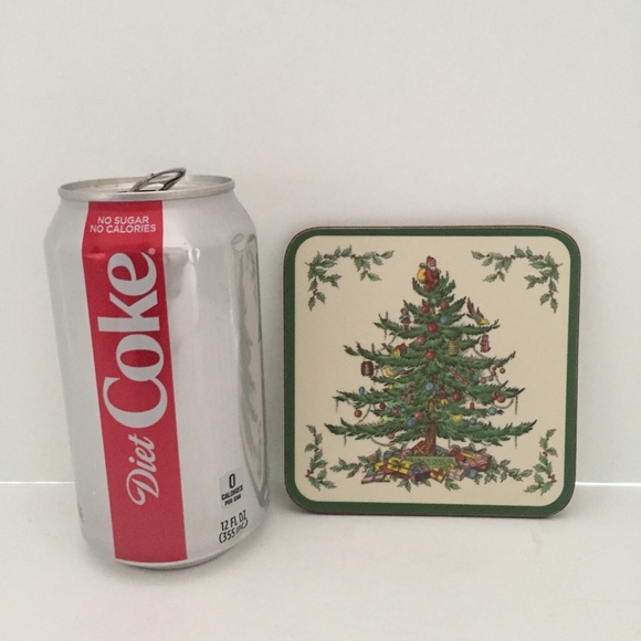 Pimpernel Spode Christmas Tree Holiday Coasters Acrylic Cork Square Box of 6 - Picture 5 of 11